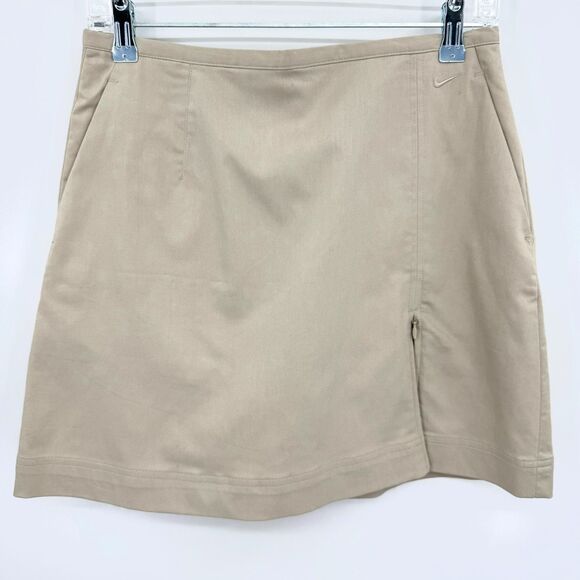 Nike Pants - NIKE Vintage Silver Tag Khaki Zip Slit Mini Golf Skort Skirt Size Small 4